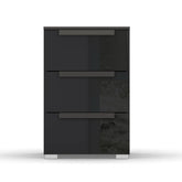 Rauch Perth 3 Drawer Basalt Glass Bedside Table - Pendle Village Furniture